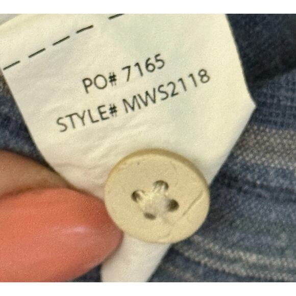 Faherty Shirt Men Large Breeze Striped Blue Tropical Hemp Tencel Beach Resort - Picture 8 of 13